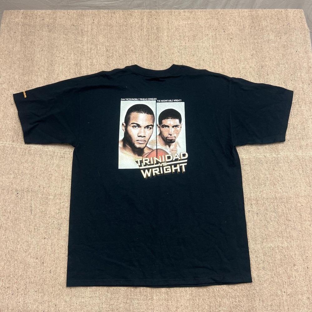Vintage Félix Trinidad vs. Winky Wright Shirt Mens XL Black 2000s